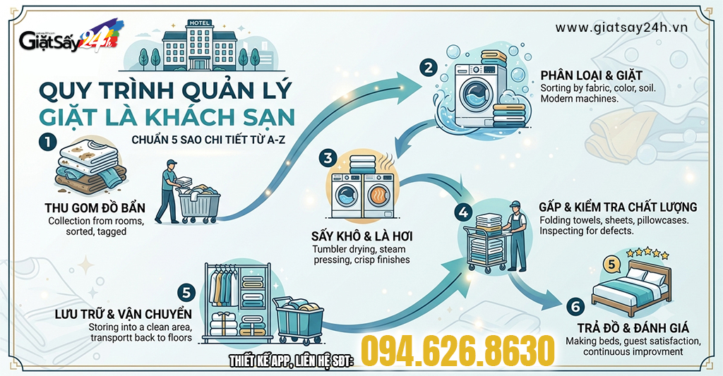 Quy trình quản lý giặt là khách sạn chuẩn 5 sao chi tiết từ A-Z