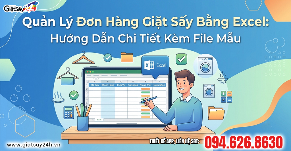 Quản Lý Đơn Hàng Giặt Sấy Bằng Excel: Hướng Dẫn Chi Tiết Kèm File Mẫu